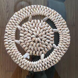 Handmade Circular Cowrie Shell Placemat MADE IN PHILIPPINES Cream Color